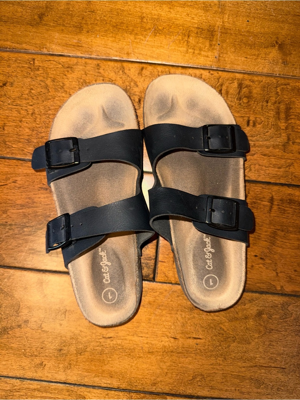 Cat & Jack Black Dual-Buckle Slide Sandals for Kids